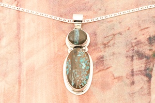 Genuine Boulder Turquoise Native American Pendant